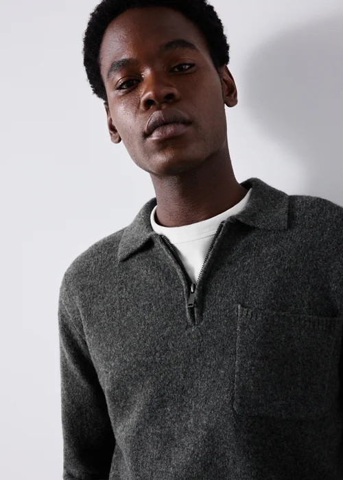 Charcoal Cosy Quarter Zip Jumper - S Image 3