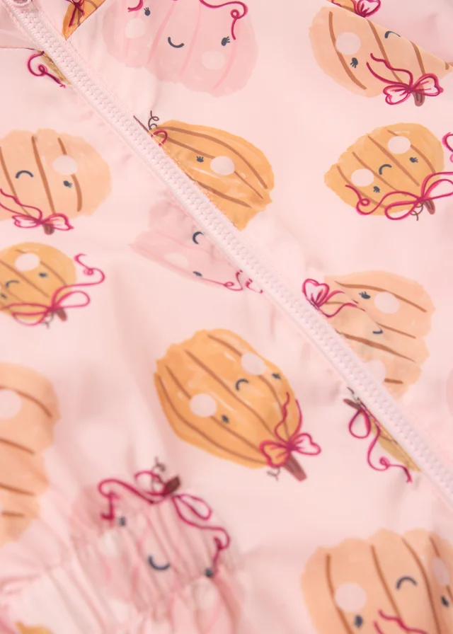 Girls Pink Pumpkin Puddlesuit (1-8yrs)