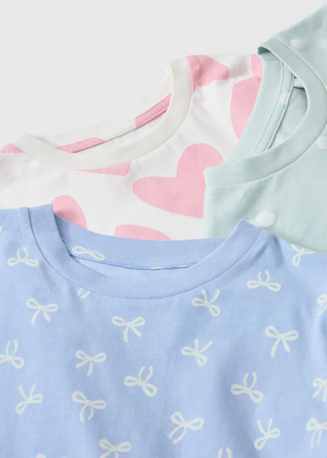 3 Pack Girls Multicolour Patterned Pyjama Sets (1-9yrs)