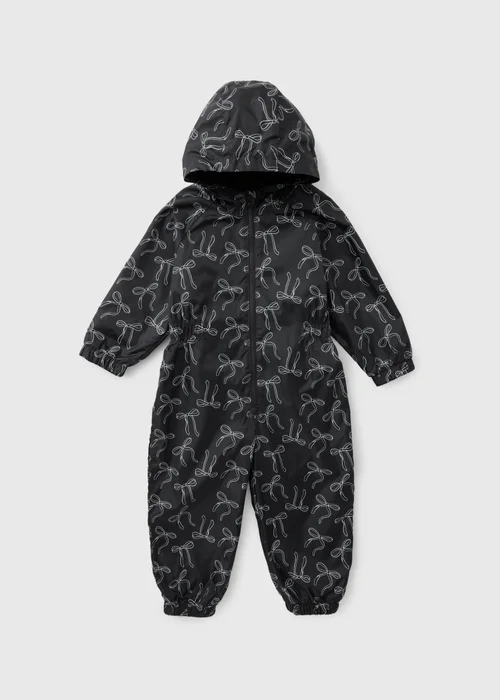 Girls Black Bow Puddlesuit (1-8yrs) - 1-1.5 Yrs Image 1