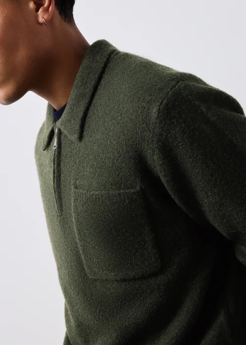 Dark Green Cosy Zip Collar Jumper - S Image 3