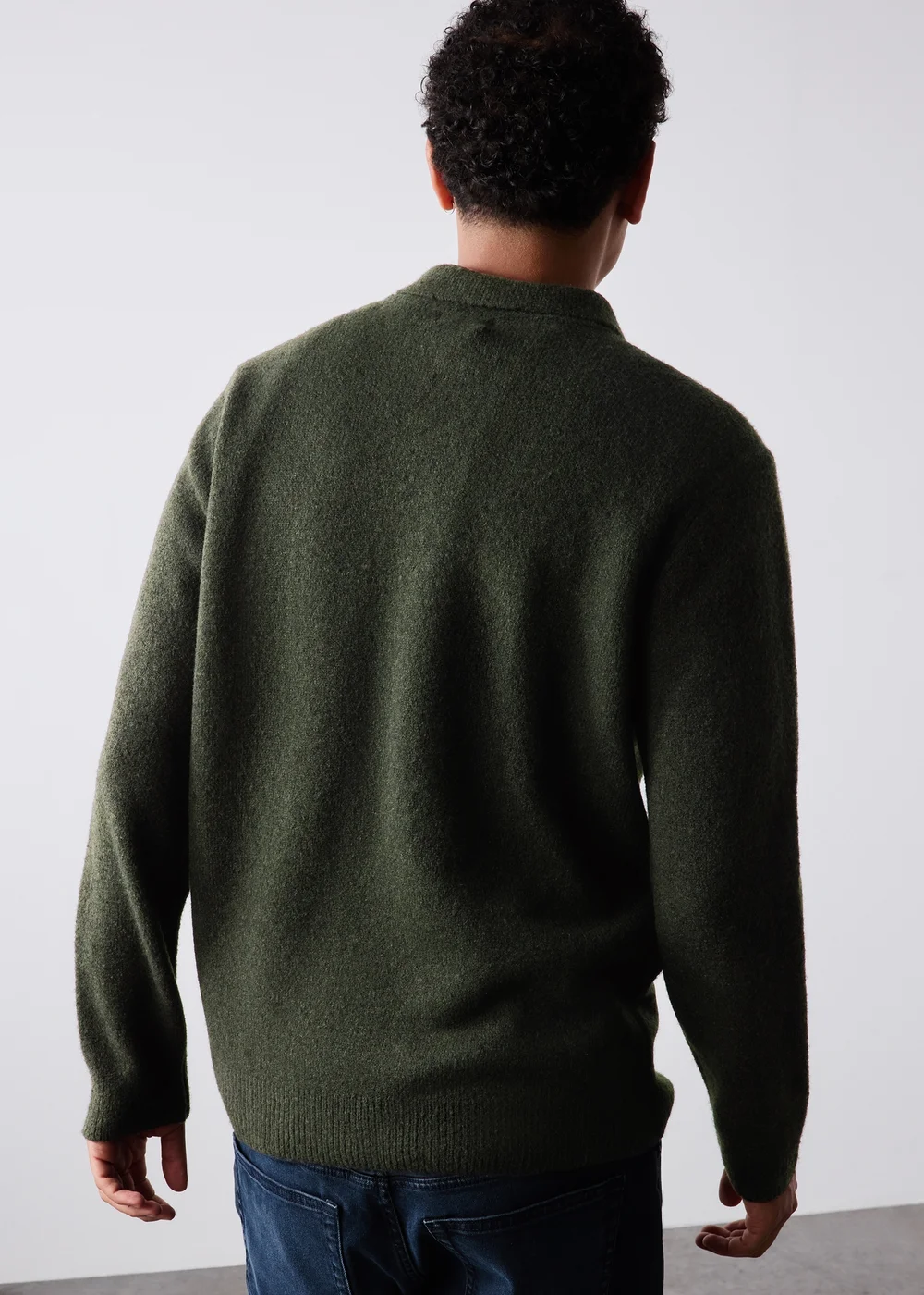 Dark Green Cosy Zip Collar Jumper - S Image 2
