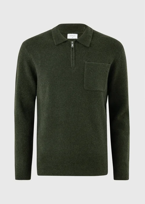 Dark Green Cosy Zip Collar Jumper - S Image 4