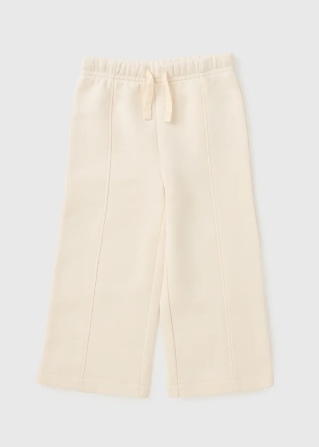 Girls Cream Wide Leg Jogging Bottoms (1-8yrs)