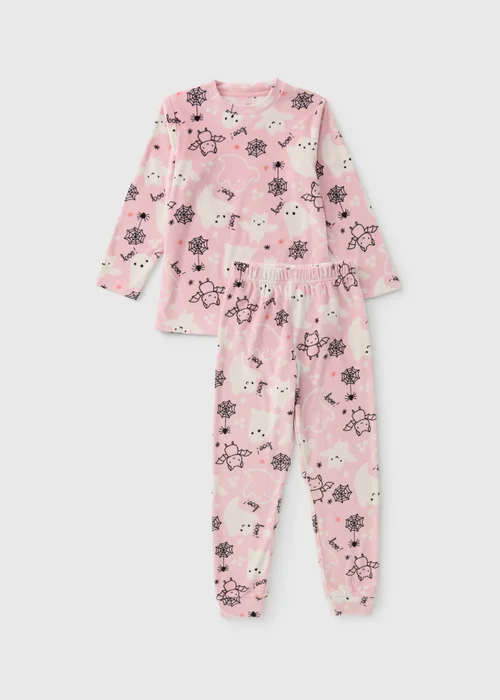 Girls Pink Ghost Halloween Family Pyjama Set (1-13yrs) - 1.5-2 Yrs Image 1