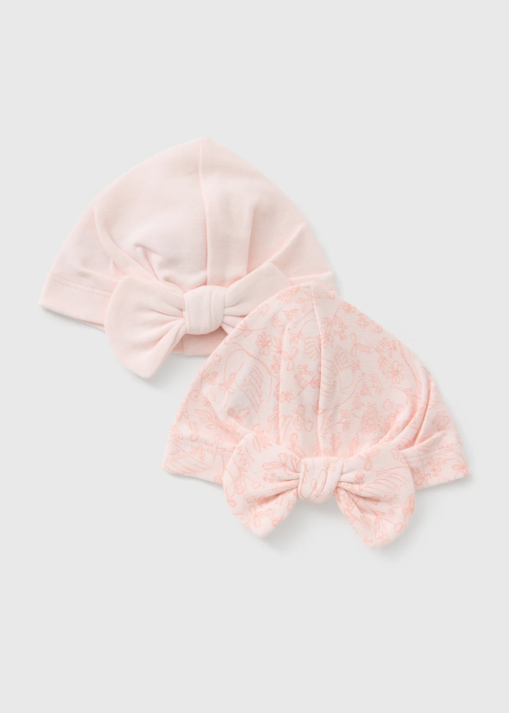 2 Pack Baby Pink Swan Layette Turbans - 3-6 months Image 1
