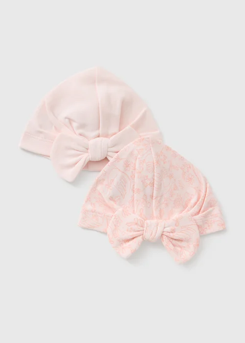2 Pack Baby Pink Swan Layette Turbans - 3-6 months Image 1