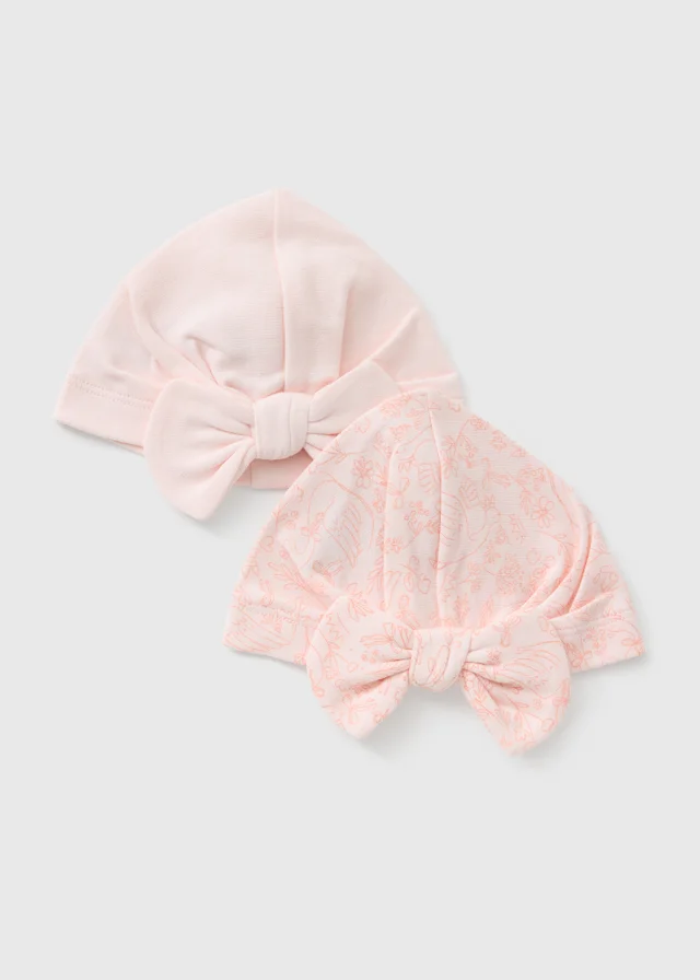 2 Pack Baby Pink Swan Layette Turbans