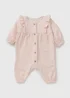 Baby Pink Floral Swan Footless Sleepsuit (0-18mths) - First Size Image 1