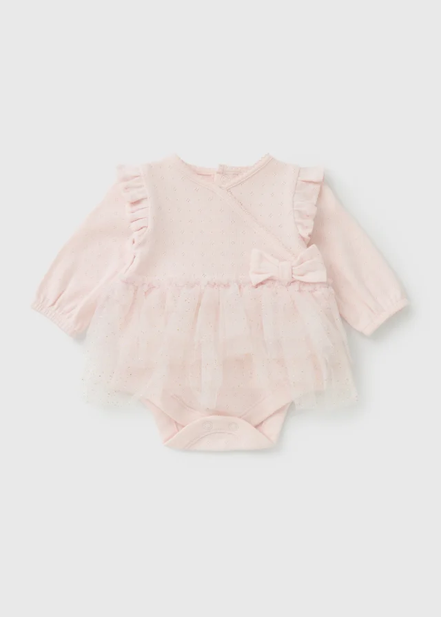 Baby Pink Swan Layette Tutu Bodysuit (0-18mths)