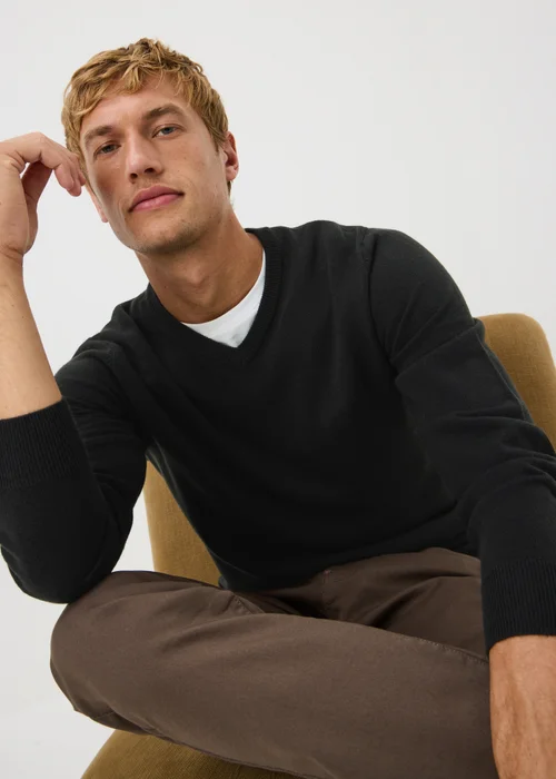 Black Soft Touch V Neck Jumper - XS Image 1