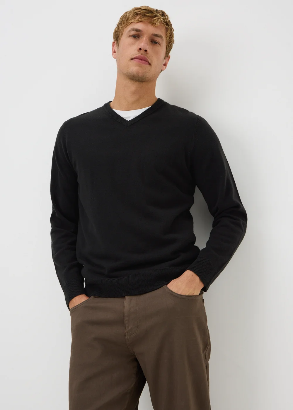 Black Soft Touch V Neck Jumper - XS Image 2