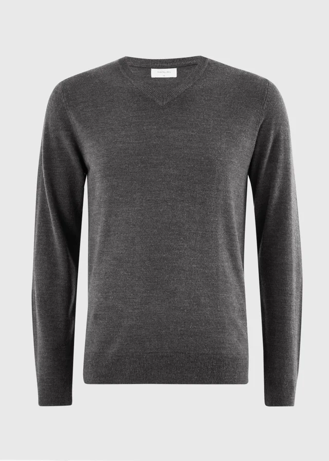 Charcoal Supersoft V-Neck Jumper