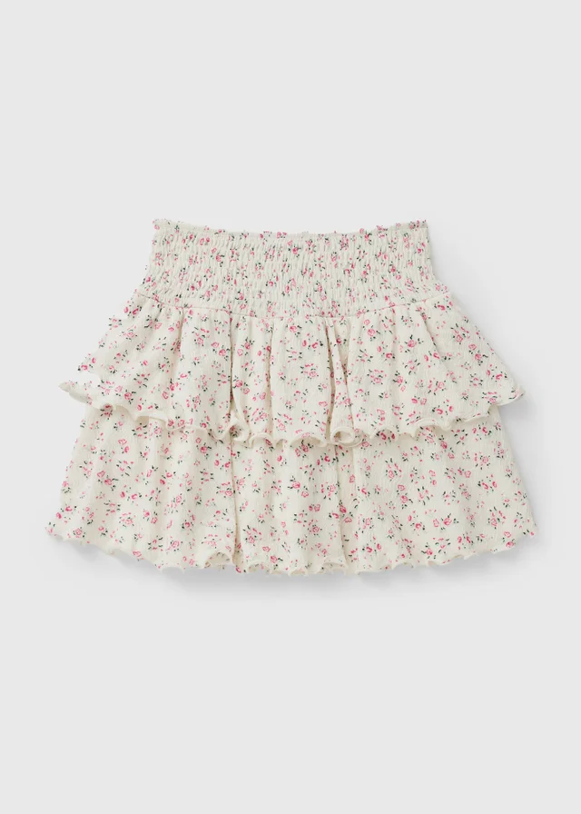 Girls Cream Ditsy Floral Rara Skort (7-15yrs)