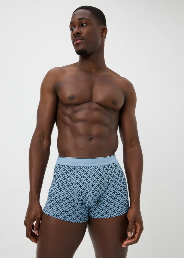 5 Pack Blue Printed Hipster Boxers