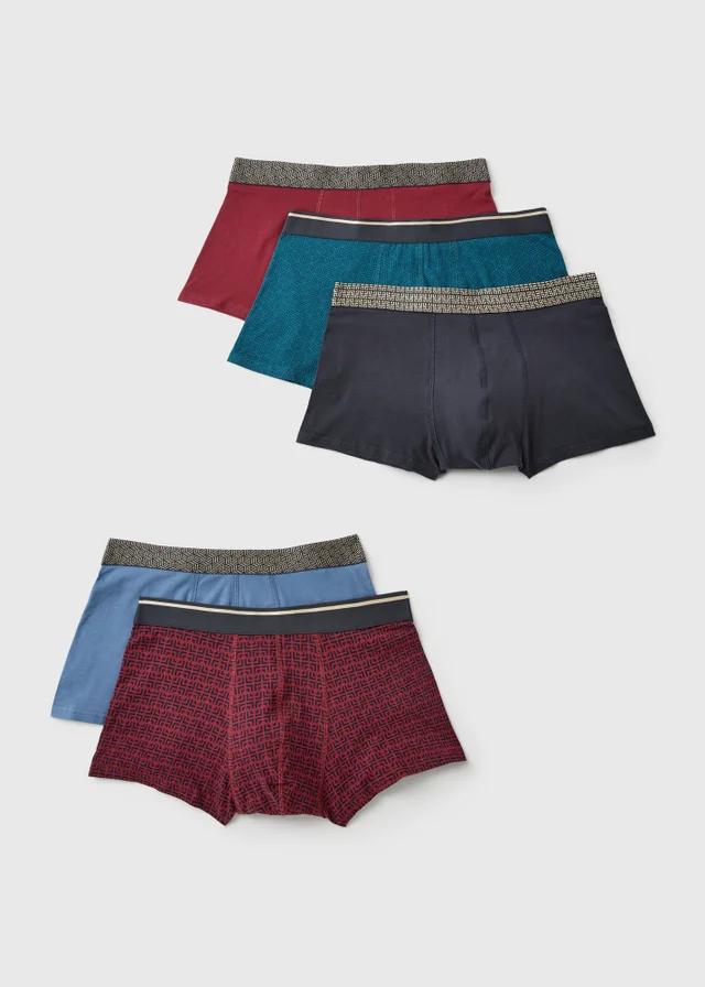 5 Pack Multicolour Metallic Hipster Boxers