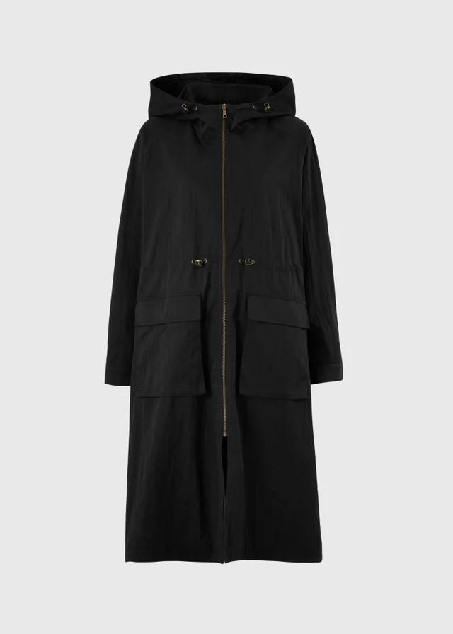Black Showerproof Long Anorak