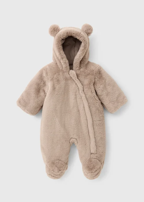 Baby Brown Fur Snowsuit (0-23mths) - Up to 1 Month Image 1