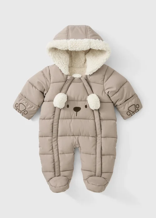 Baby Brown Bear Snowsuit (0-23mths) - Up to 1 Month Image 1