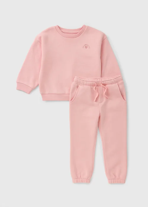Girls Pink Sweashirt & Jogging Bottom Set (1-8yrs) - 1-1.5 Yrs Image 1