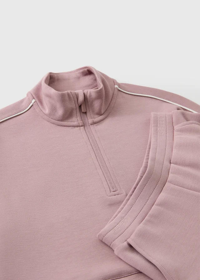 Girls Pink Soft Touch Funnel Neck Top & Jogging Bottoms Set (1-8yrs)