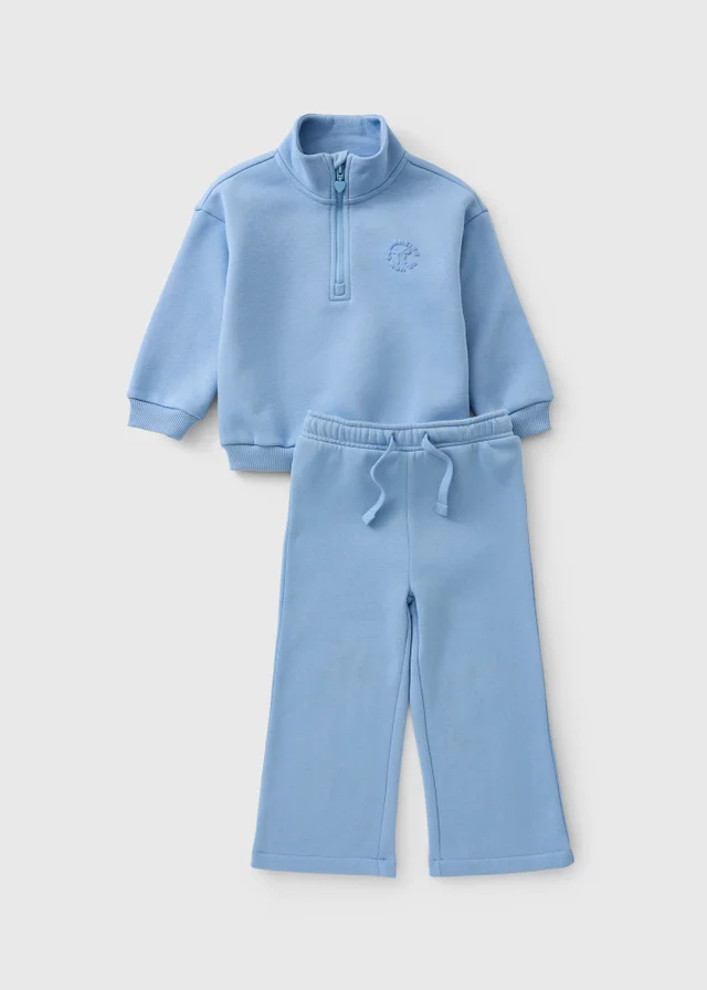Girls Blue Funnel Neck Top & Jogging Bottoms Set (1-7yrs)