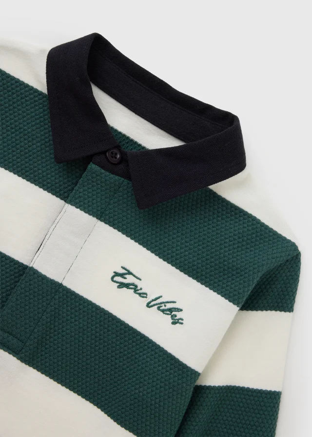 Boys Teal Stripe Rugby Shirt (1-8yrs)