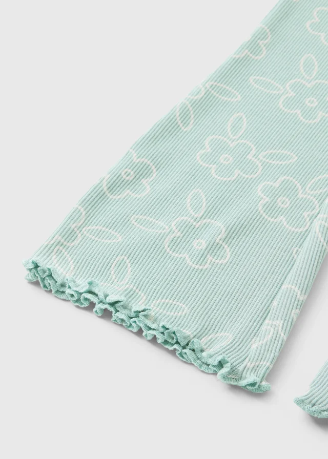Girls Sage Floral Flared Leggings (1-8yrs)