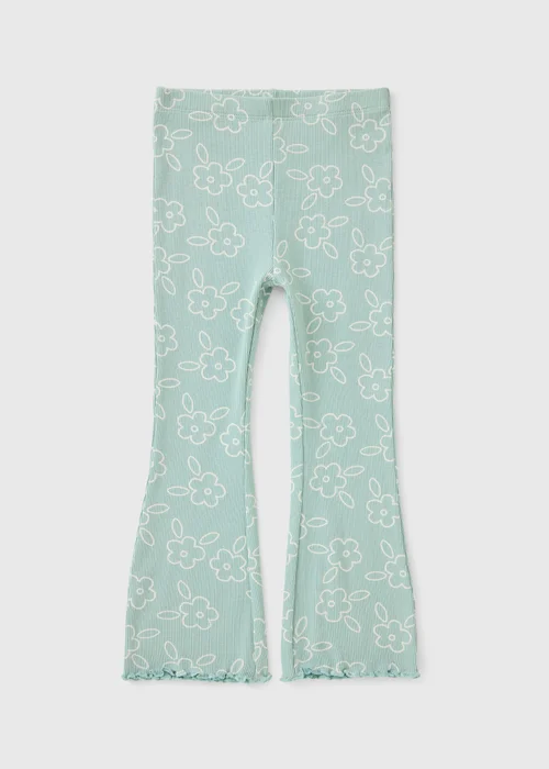 Girls Sage Floral Flared Leggings (1-8yrs) - 1-1.5 Yrs Image 1