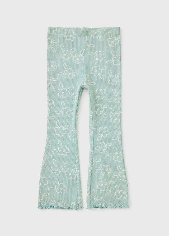 Girls Sage Floral Flared Leggings (1-8yrs)