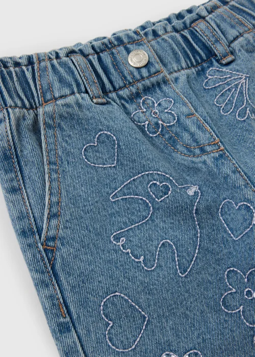 Girls Denim Embroidered Barrel Jeans (1-8Yrs) - 3-4 Yrs Image 2