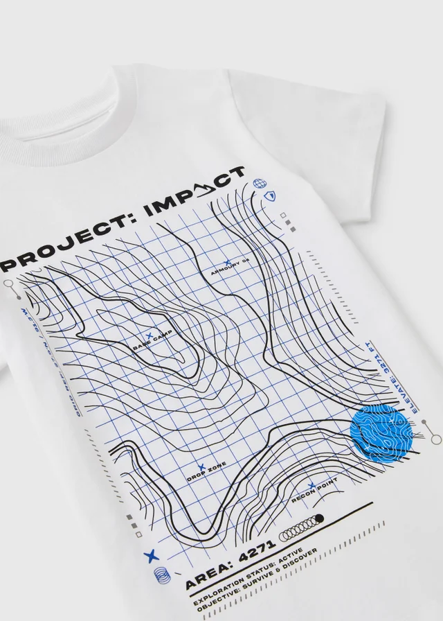 Boys White Wireframe T-Shirt (7-15yrs)