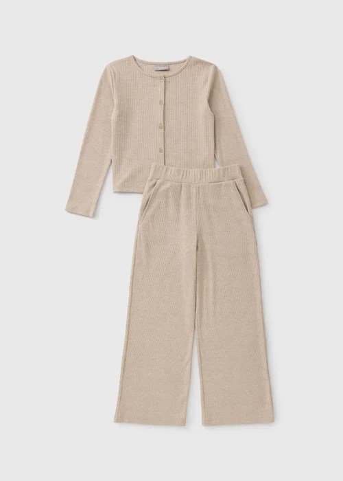 Girls Oatmeal Cardigan & Trousers Set (7-15yrs) - 14 Yrs Image 1