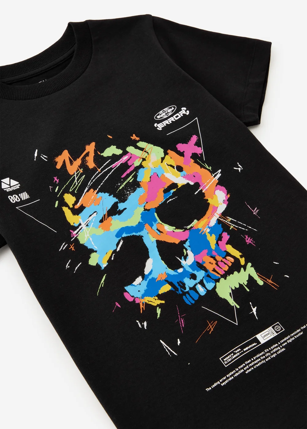 Boys Black Skull Graphic T-Shirt (7-15yrs) - 7 Yrs Image 2