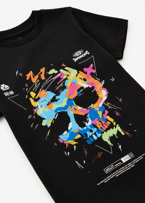 Boys Black Skull Graphic T-Shirt (7-15yrs) - 7 Yrs Image 2