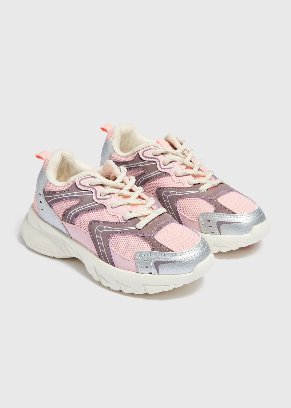 Girls Pink Mesh Chunky Trainers (Younger 10-Older 5) - 10 Infants Image 1