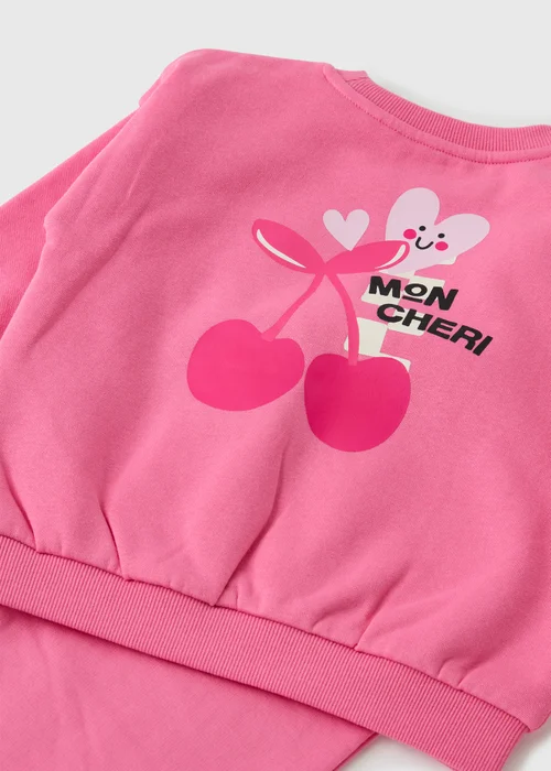 Girls Pink Mon Cheri Sweatshirt & Jogging Bottom Set (1-8yrs) - 2-3 Yrs Image 2