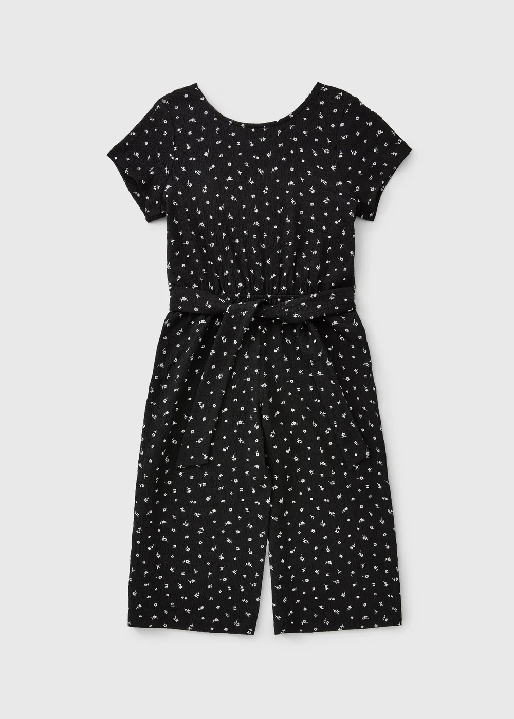 Girls Black Ditsy Floral Jumpsuit (7-15yrs) - 7 Yrs Image 1