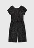Girls Black Ditsy Floral Jumpsuit (7-15yrs) - 7 Yrs Image 1