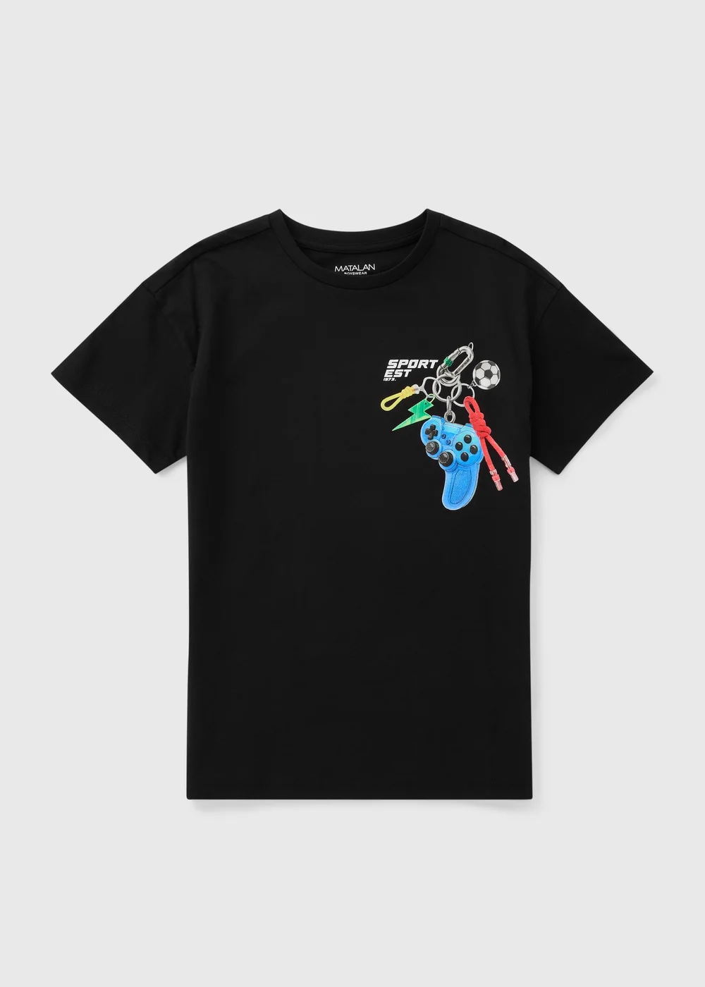 Boys Black Keychain Printed T-Shirt (7-15yrs) - 7 Yrs Image 1
