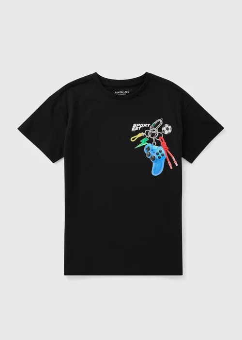 Boys Black Keychain Printed T-Shirt (7-15yrs) - 7 Yrs Image 1