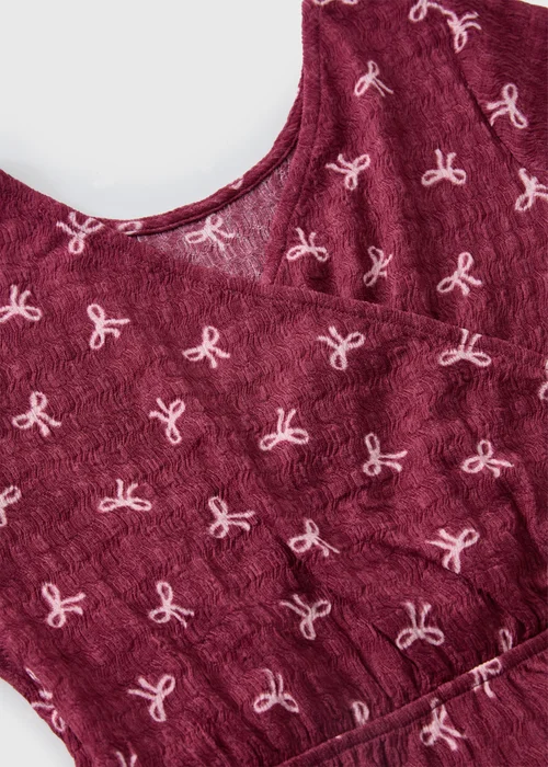 Girls Burgundy Bow Crinkle Jumpsuit (7-15yrs) - 8 Yrs Image 2