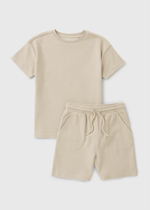 Boys Stone Textured Top & Short Set (7-15yrs) - 7 Yrs Image 1