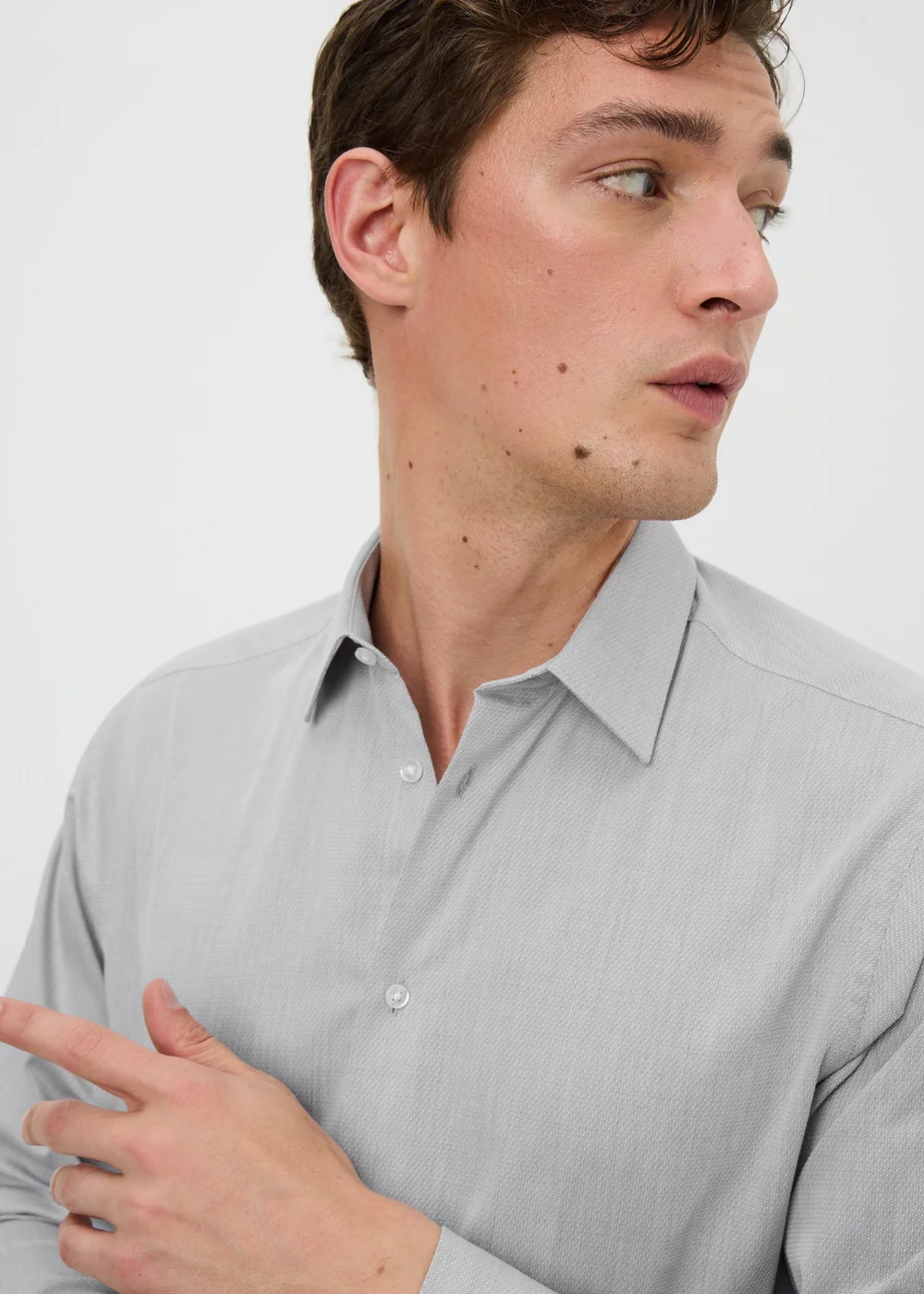 Taylor & Wright Grey Textured Regular Fit Shirt - S Image 3