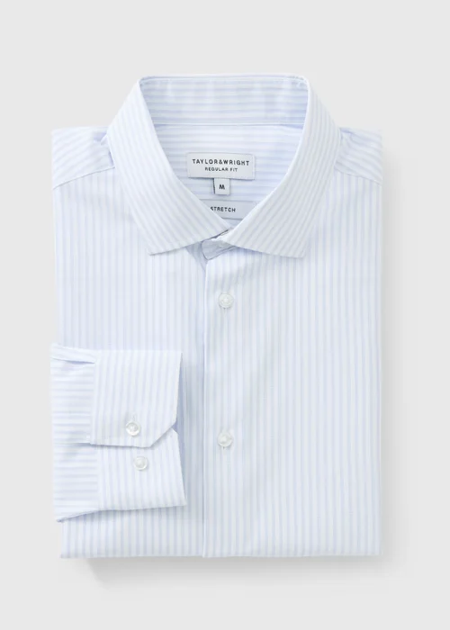 Taylor & Wright Blue Stripe Regular Fit Shirt - S Image 5