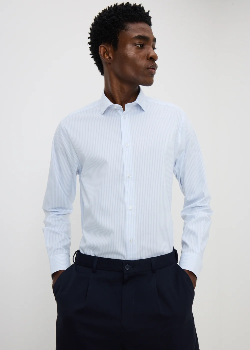 Taylor & Wright Blue Stripe Regular Fit Shirt - S Image 1