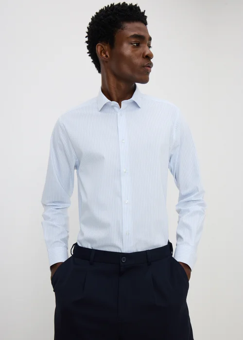 Taylor & Wright Blue Stripe Regular Fit Shirt - S Image 1