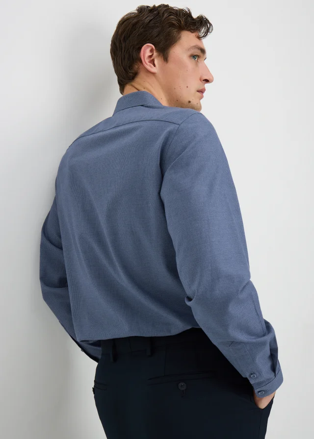 Taylor & Wright Blue Denim Puppytooth Regular Fit Shirt