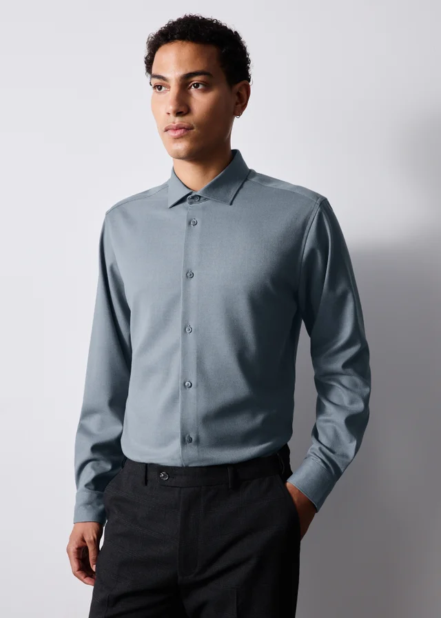 Blue Brushed Twill Shirt
