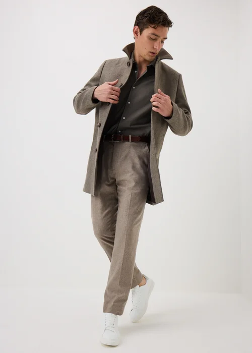 Taylor & Wright Brown Brushed Twill Regular Fit Shirt - S Image 5